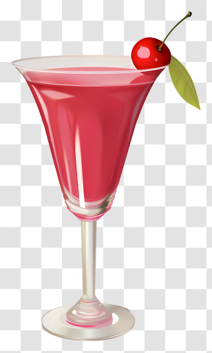 Red Drink - Pink Cocktail With Cherry Decoration Transparent PNG
