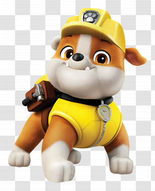 Paw Patrol - Cartoon Dog Character In Yellow Construction Outfit Transparent PNG