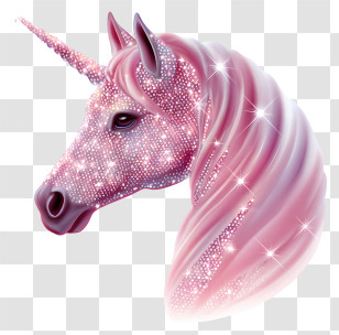 Sparkly Pink Unicorn Head - Sparkling Pink Unicorn Illustration Transparent PNG
