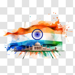 India Independence Day - Indian Flag With Monument Transparent PNG