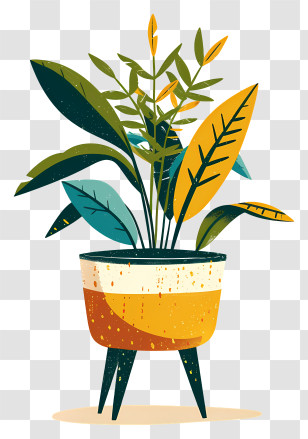 Modern Flower Pot - Artistic Illustration Of A Potted Plant Transparent PNG