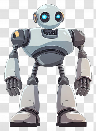 Cartoon Robot - White And Grey Robot In Cartoon Art Style Transparent PNG