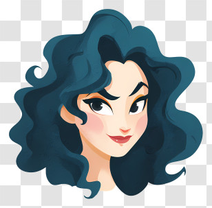 Mother Gothel - Teal-Haired Cartoon Girl Portrait Transparent PNG