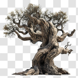 Tree Trunk - Ancient Twisted Tree With Gnarled Branches Transparent PNG