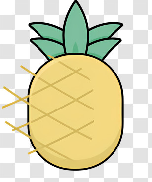 Flat Design - Yellow Cartoon Pineapple Illustration Transparent PNG
