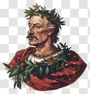 King - Ancient Man Wearing Laurel Crown And Regal Attire Transparent PNG