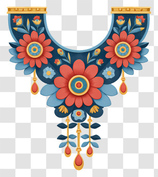 Ornate Necklace - Floral Necklace Design With Colorful Flowers Transparent PNG
