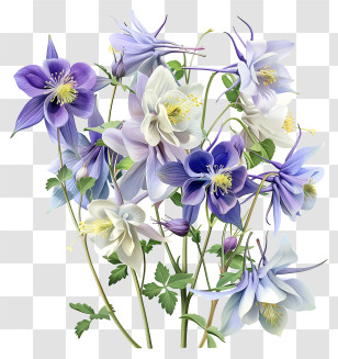 Columbine Flower - Elegant Purple And White Columbine Flowers Transparent PNG