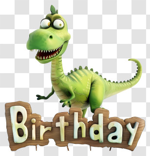 Princess Birthday Party - Green Dinosaur With A Birthday Sign Transparent PNG