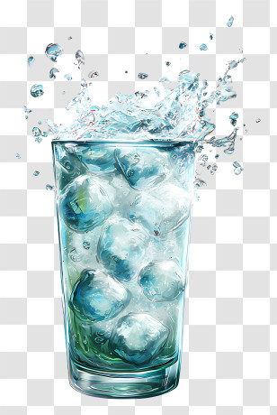 Sparkling Water - Refreshing Glass Of Water With Ice Transparent PNG