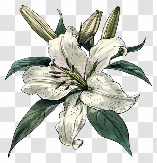 White Lily - Elegant White Lily Flower Illustration Transparent PNG