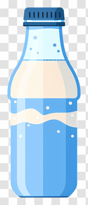 Milk Bottle - Blue Water Bottle With Sparkling Bubbles Transparent PNG