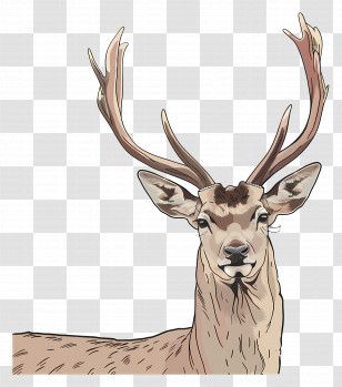 Deer - Deer Illustration With Majestic Antlers Transparent PNG
