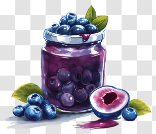 Berry Compote - Blueberry Jam Jar With Fresh Fruits Illustration Transparent PNG