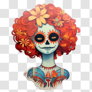 Skelita Calaveras - Day Of The Dead Sugar Skull Illustration Transparent PNG