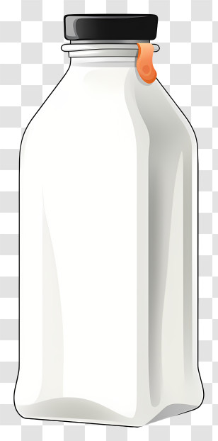 Glass Container - Illustrated Milk Bottle With Cap Transparent PNG