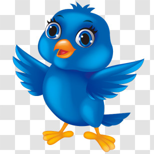Birds - Blue Cartoon Bird With Open Wings Transparent PNG