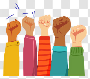 Unity - Raised Fists Symbolizing Unity And Power Transparent PNG
