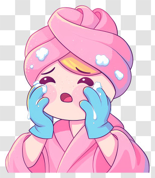 Wash Face - Crying Cartoon Character In Bath Transparent PNG