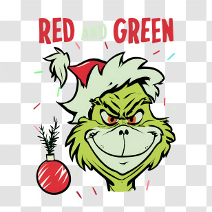 Christmas Grinch - Grinch With Red And Green Text Transparent PNG