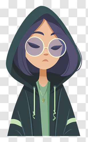 Michelle Green - Cool Hooded Girl With Round Sunglasses Transparent PNG