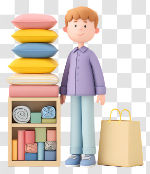 Man Shopping Home Decor - Man With Pillows And Towels Transparent PNG