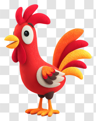 Cartoon Crowing Rooster - Colorful Cartoon Rooster Transparent PNG