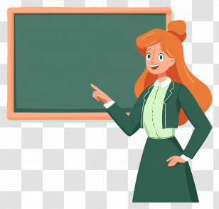 Cartoon Teacher - Teacher Cartoon Illustration In Classroom Transparent PNG