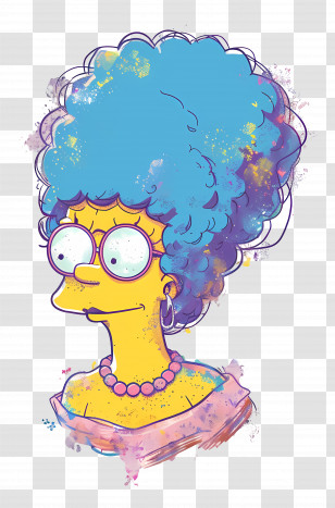Marge Simpson - Blue-Haired Cartoon Character With Glasses Transparent PNG