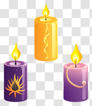 Candle - Colorful Decorative Burning Candles Transparent PNG