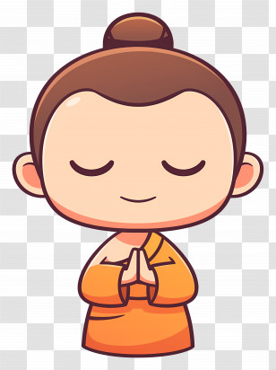 Buddha - Cartoon Monk Meditating Peacefully Transparent PNG