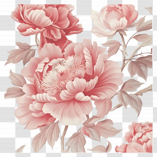 Pink Peony - Pink Flowers Floral Illustration Transparent PNG