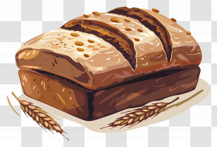 Wheat And Bread - Whole Grain Bread Loaf With Wheat Stalks Transparent PNG