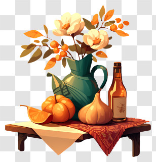 Still Life Of Fall - Autumn Still Life With Vase And Fruits Transparent PNG
