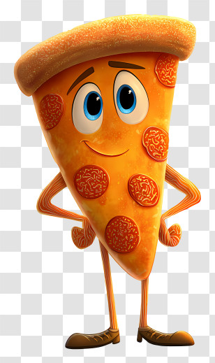 Cute Pizza - Smiling Pepperoni Pizza Slice Character Transparent PNG