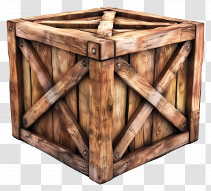 Cargo Wooden Box - Vintage Wooden Crate For Storage Transparent PNG