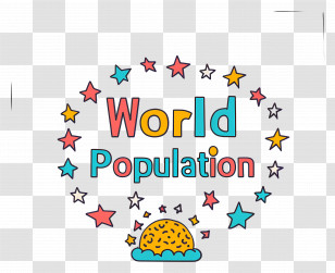 World Population Day - World Population Text With Stars Transparent PNG
