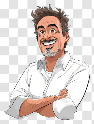 Funny Robert Downey Jr Sketch - Smiling Man In White Shirt Transparent PNG