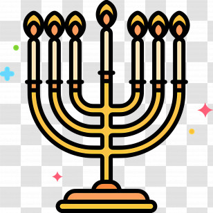 Hanukkah Menorah - Golden Menorah With Burning Candles Illustration Transparent PNG