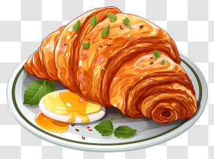 Croissant - Croissant With Honey And Fresh Garnish Transparent PNG