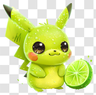 Pikachu - Adorable Pikachu With A Lime-Themed Design Transparent PNG