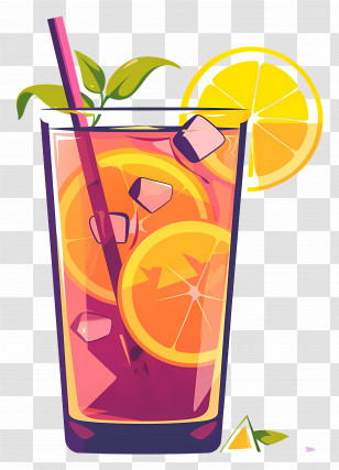 Iced Tea - Refreshing Fruity Orange Drink With Ice Transparent PNG