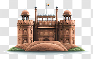 Red Fort - Historic Fort With Flag Transparent PNG