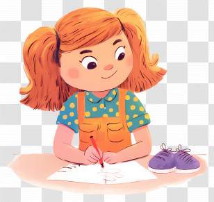 Think Girl - Girl Drawing With Pencil Transparent PNG