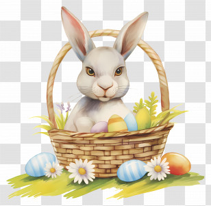 Easter Bunny - Easter Bunny With Basket Transparent PNG