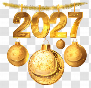Year 2027 - Golden 2027 Ornaments For New Year Celebration Transparent PNG