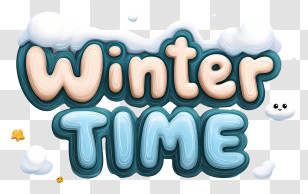 Minimalist Winter Word Logo - Winter Time 3D Lettering Transparent PNG