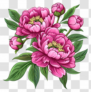 Peony Flowers - Beautiful Pink Peony Flowers Illustration Transparent PNG