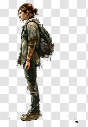 The Last Of Us - Girl With Backpack Standing Transparent PNG