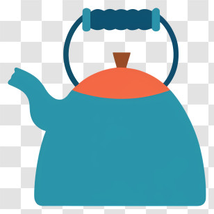 Blue Kettle - Blue And Orange Teapot Illustration Transparent PNG